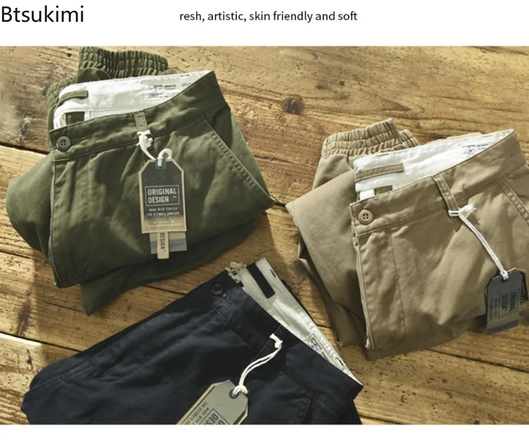 2025 Fashion Men's Cotton Cargo Pants Spring Autumn Casual Baggy Trousers Hip Hop Streetwear Male Multi Pocket Joggers Trousers - Image 5