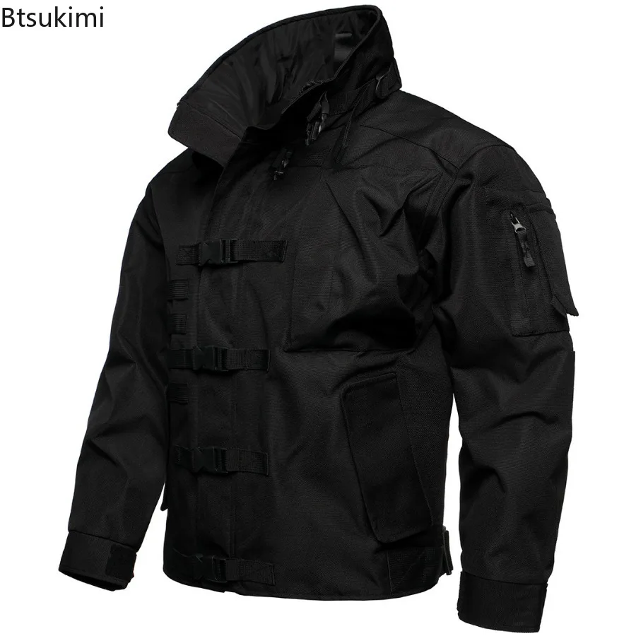 2025 Men's Tactical Cargo Jacket Casual Multi-pocket Wear-resistant Coat Outdoor Waterproof Windbreaker Man Combat Bomber Jacket - Image 5