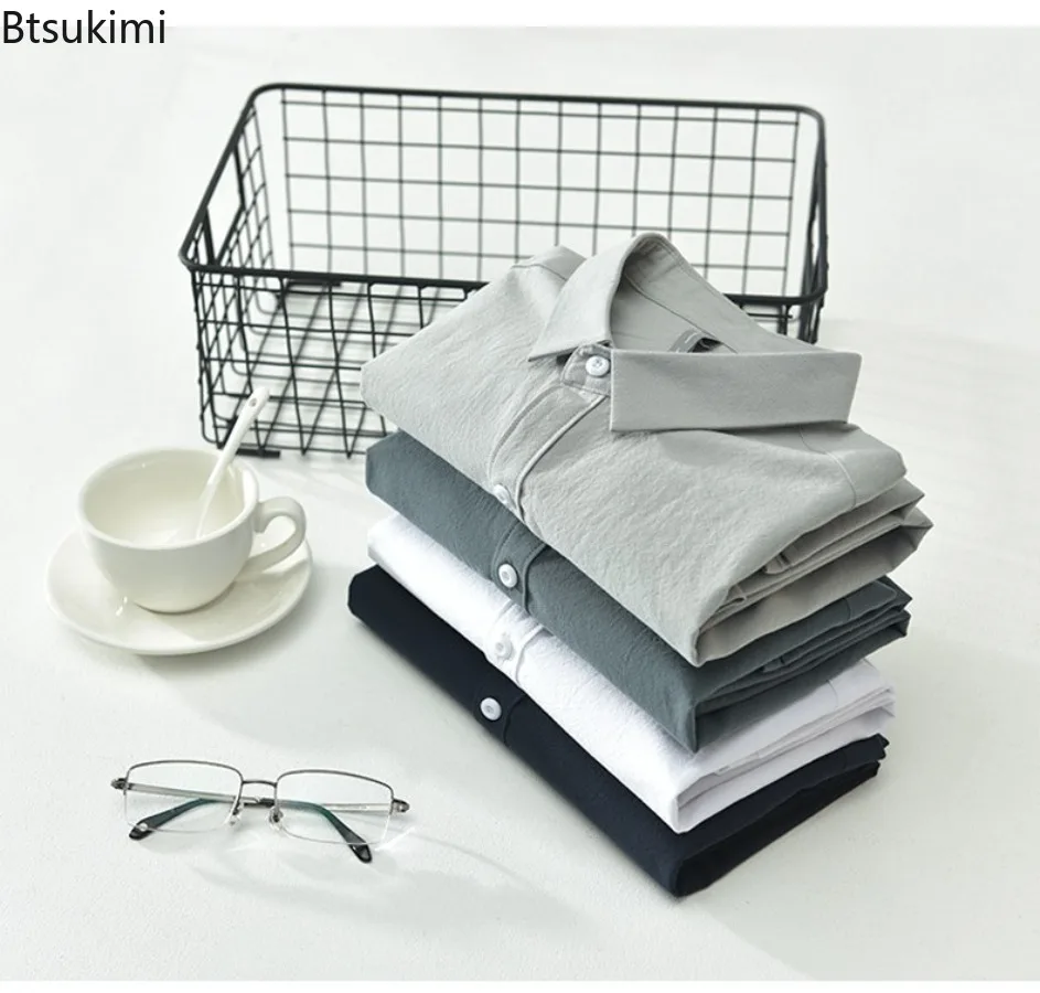 Summer Hot Sale Men's Short-sleeved Shirts Casual Streetwear Solid Color Button Up Cardigan Leisure Beach Style Blouses Men Tops - Image 5