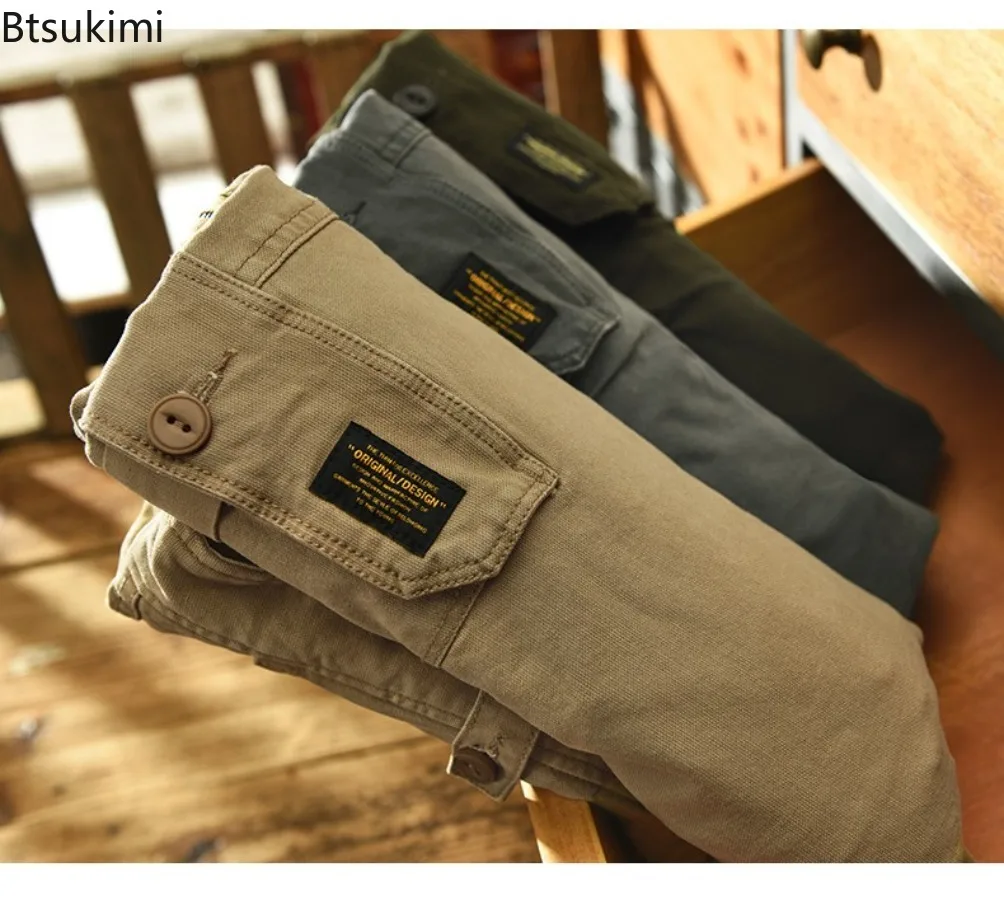 2025 Autumn Winter Men's Cotton Cargo Pants Fashion Multi Pocket Design Casual Baggy Pants Man Joggers Pants Harajuku Streetwear - Image 5