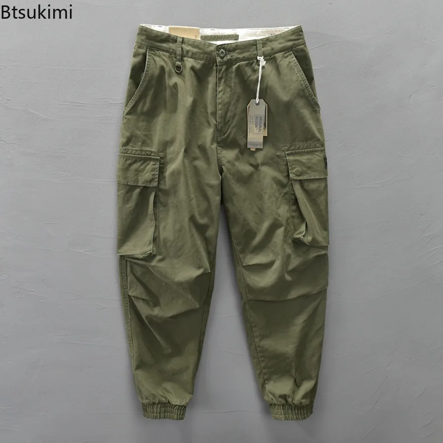 2025 Fashion Men's Cotton Cargo Pants Spring Autumn Casual Baggy Trousers Hip Hop Streetwear Male Multi Pocket Joggers Trousers