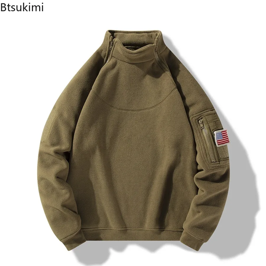 Autumn Winter Men's Polar Fleece Jackets Outdoor Casual Warm Breathable Hoodie Coats Zipper Stand Collar Sweatshirts Men Jackets - Image 5