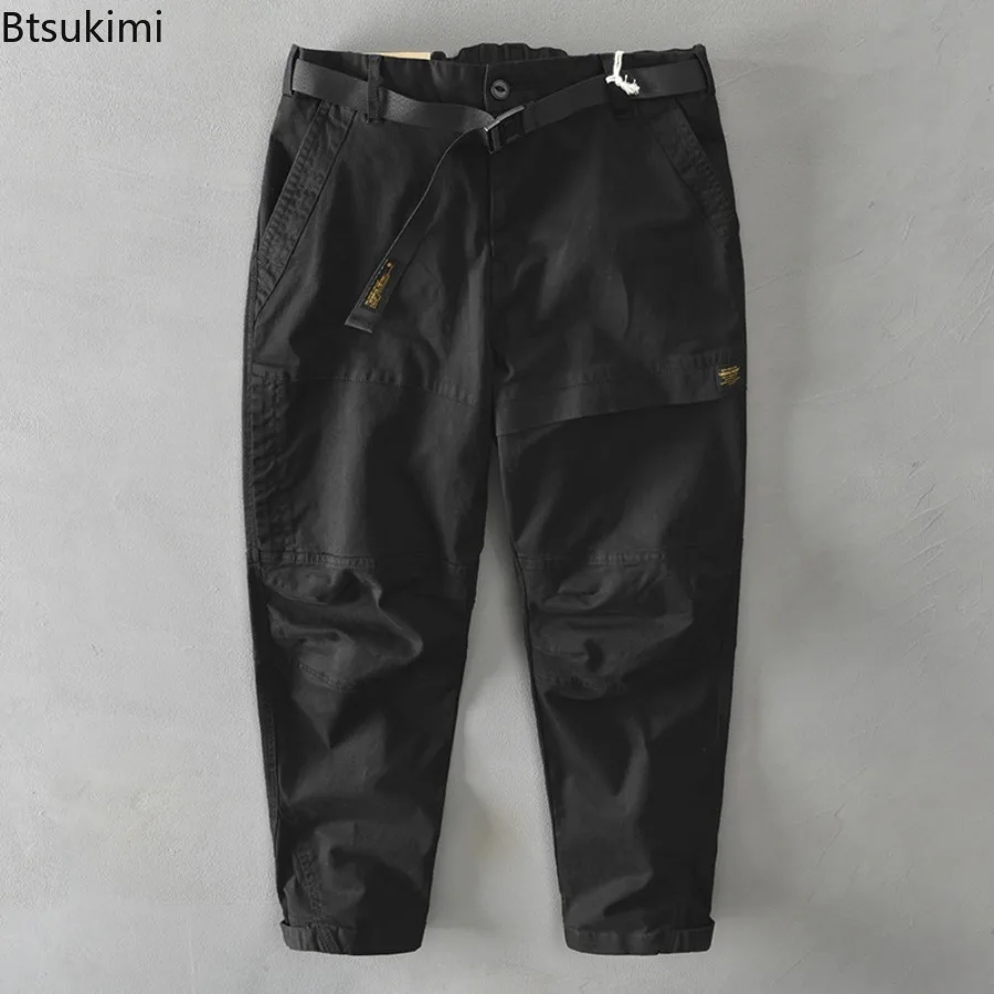 2025 Men's Solid Color Cotton Cargo Pants Japanese Style Casual Baggy Trouser Fashion Streetwear Autumn Winter Men Clothes Pants - Image 5