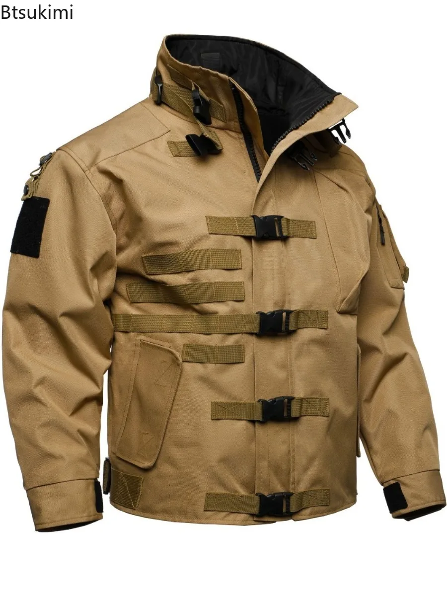 2025 Men's Tactical Cargo Jacket Casual Multi-pocket Wear-resistant Coat Outdoor Waterproof Windbreaker Man Combat Bomber Jacket