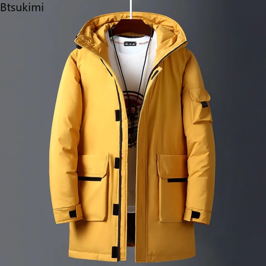2025 New Men's Winter Clothes Thickened Warm Mid-length Hooded Parkas Korean Style Fashion Casual Coats Down Cotton Jackets Male - Image 4