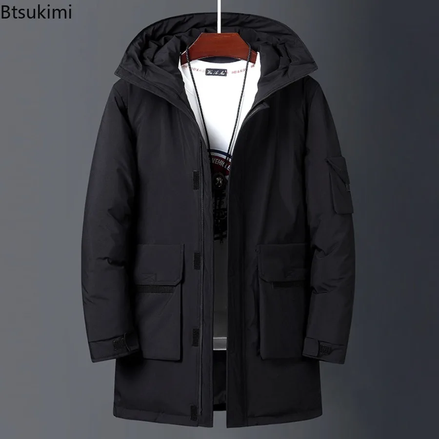 2025 New Men's Winter Clothes Thickened Warm Mid-length Hooded Parkas Korean Style Fashion Casual Coats Down Cotton Jackets Male - Image 3