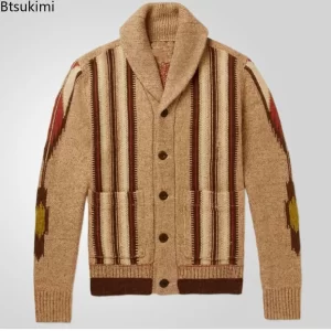Autumn Winter Sweaters for Men 2025 New Long Sleeve Knitted Sweater Coats High-end Jacquard Vintage Casual Cardigan Jackets Male