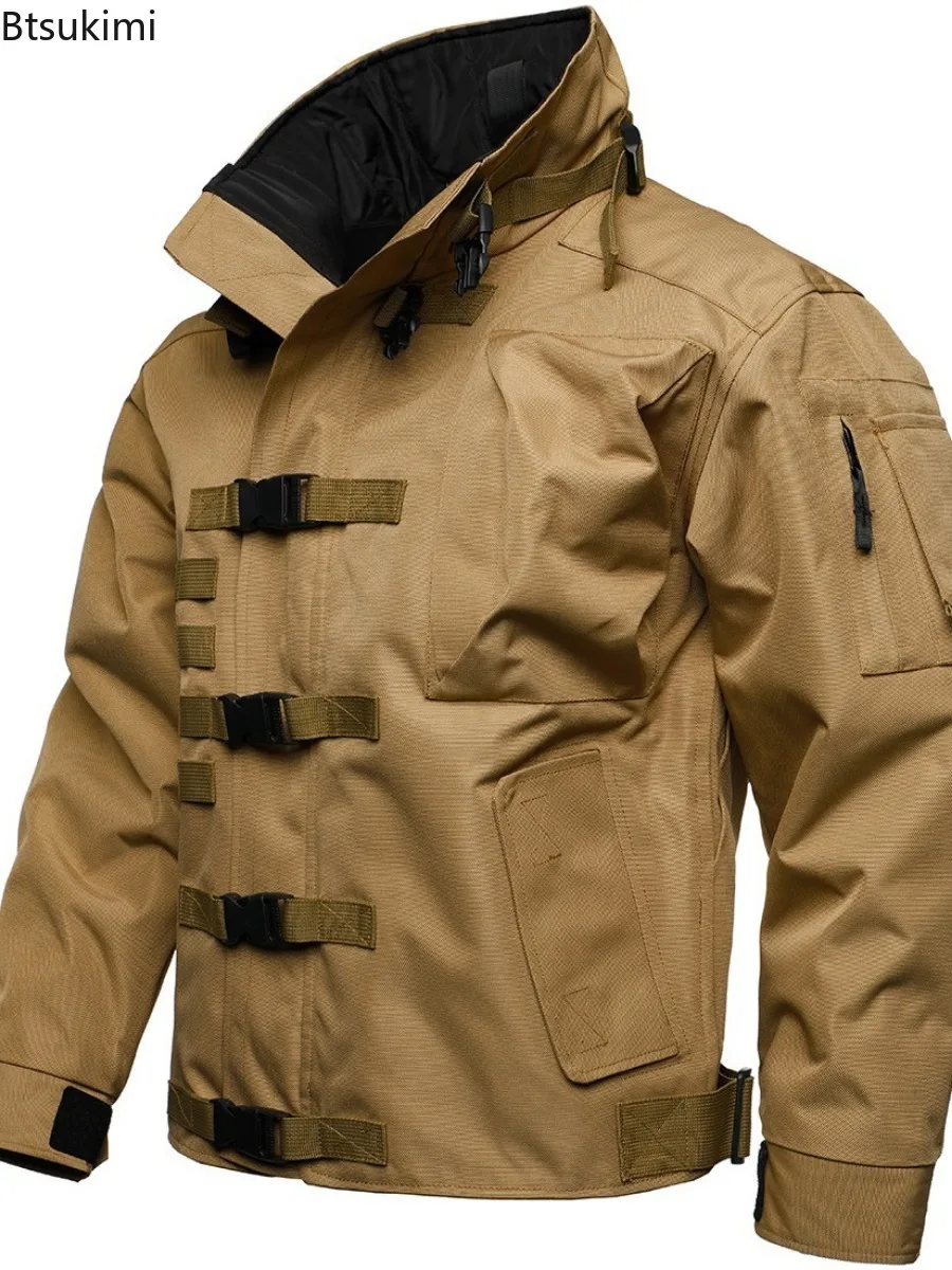2025 Men's Tactical Cargo Jacket Casual Multi-pocket Wear-resistant Coat Outdoor Waterproof Windbreaker Man Combat Bomber Jacket - Image 2