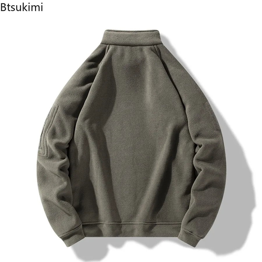 Autumn Winter Men's Polar Fleece Jackets Outdoor Casual Warm Breathable Hoodie Coats Zipper Stand Collar Sweatshirts Men Jackets - Image 2