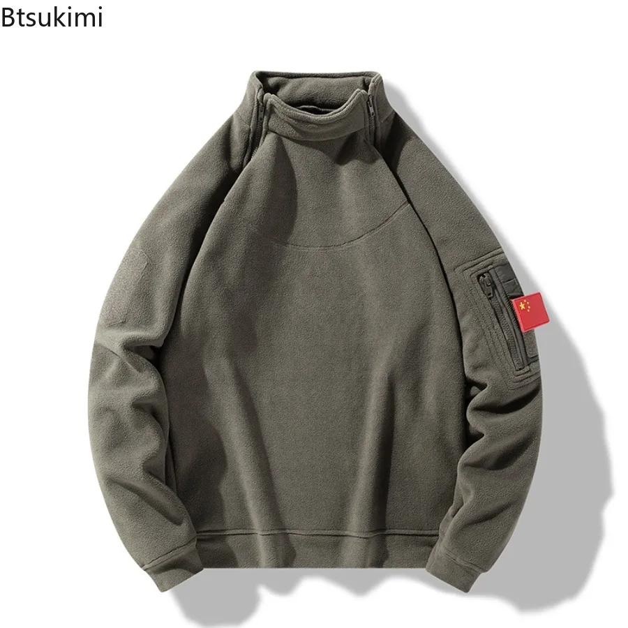 Autumn Winter Men's Polar Fleece Jackets Outdoor Casual Warm Breathable Hoodie Coats Zipper Stand Collar Sweatshirts Men Jackets