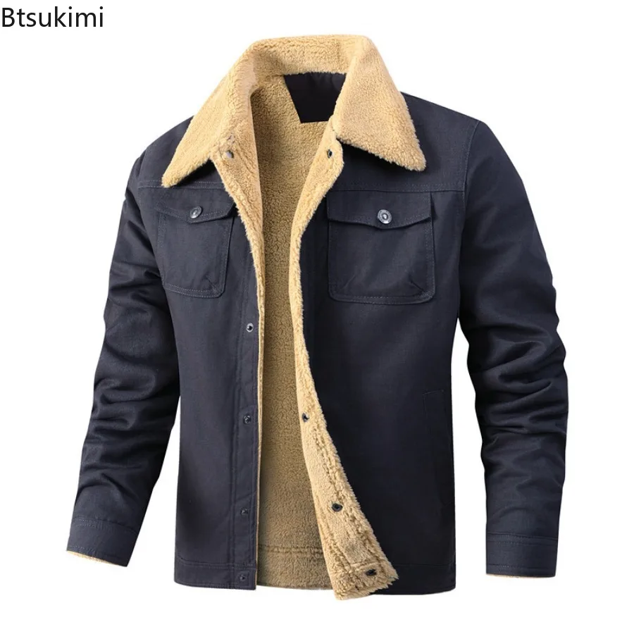 2025 Autumn Winter Fleeced Jackets for Men Fashion Solid Color Thickened Warm Casual Outwear High Quality Windbreaker Coats Male - Image 2