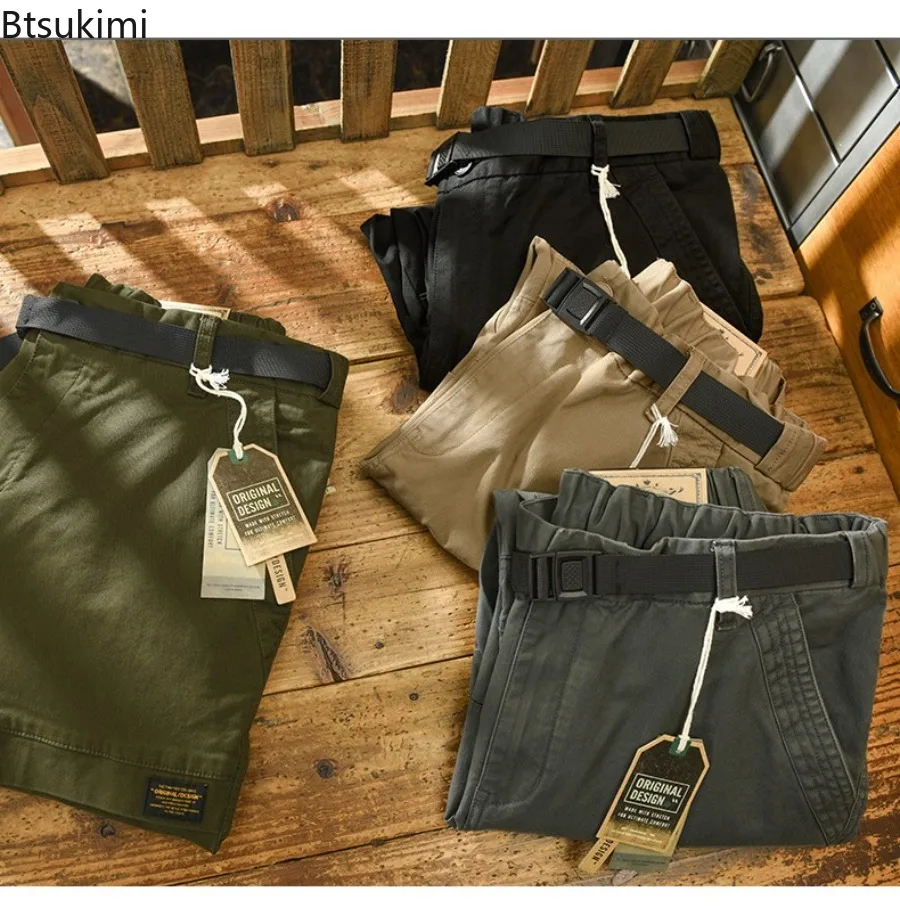 2025 Men's Solid Color Cotton Cargo Pants Japanese Style Casual Baggy Trouser Fashion Streetwear Autumn Winter Men Clothes Pants - Image 6