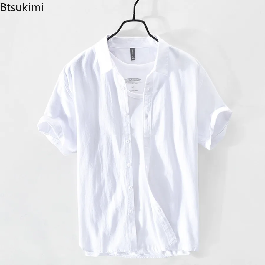 Summer Hot Sale Men's Short-sleeved Shirts Casual Streetwear Solid Color Button Up Cardigan Leisure Beach Style Blouses Men Tops - Image 3