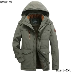 Winter Men's Clothing Cotton-padded Jackets Fleece Lining Thickened Loose Casual Parkas Multi-pocket Cold-resistant Warm Jackets