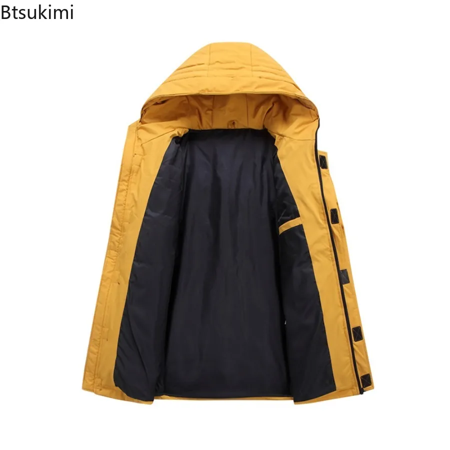 2025 New Men's Winter Clothes Thickened Warm Mid-length Hooded Parkas Korean Style Fashion Casual Coats Down Cotton Jackets Male - Image 5