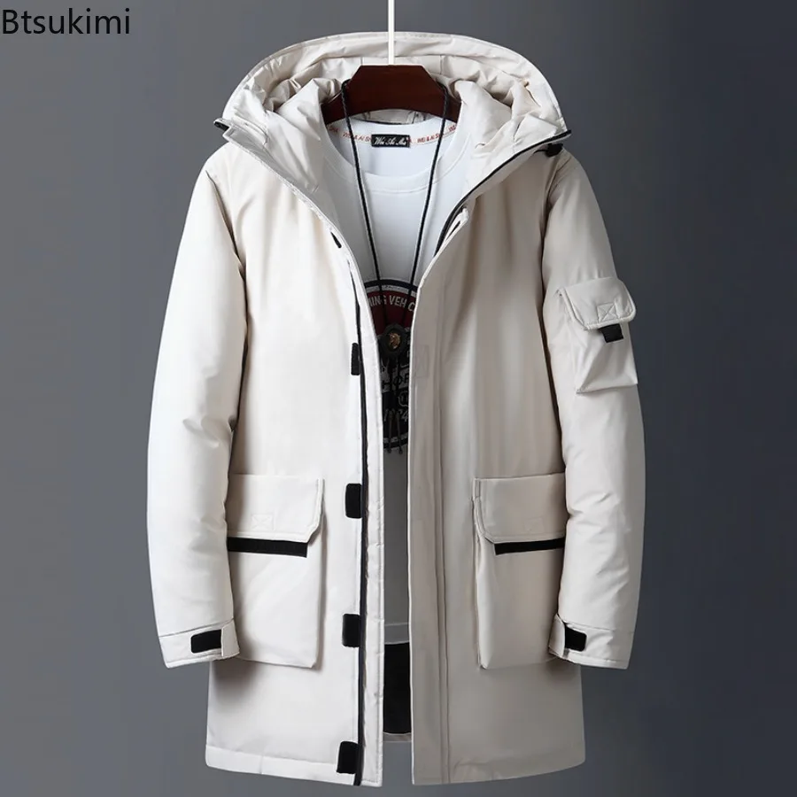 2025 New Men's Winter Clothes Thickened Warm Mid-length Hooded Parkas Korean Style Fashion Casual Coats Down Cotton Jackets Male - Image 2