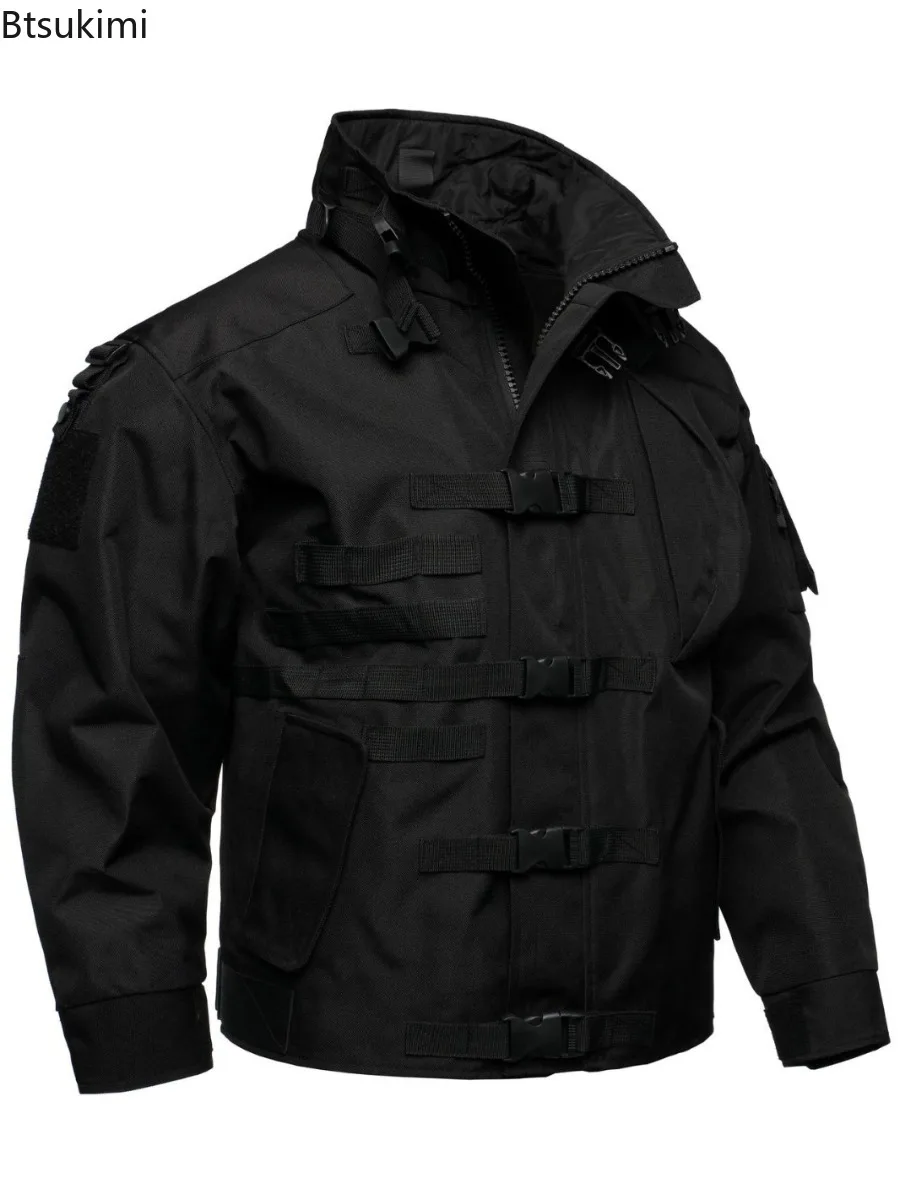 2025 Men's Tactical Cargo Jacket Casual Multi-pocket Wear-resistant Coat Outdoor Waterproof Windbreaker Man Combat Bomber Jacket - Image 6
