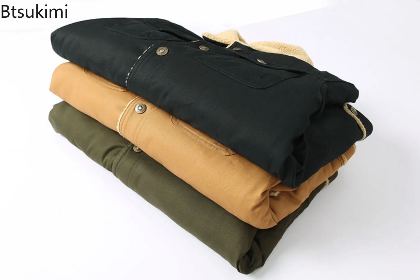 2025 Autumn Winter Fleeced Jackets for Men Fashion Solid Color Thickened Warm Casual Outwear High Quality Windbreaker Coats Male - Image 6