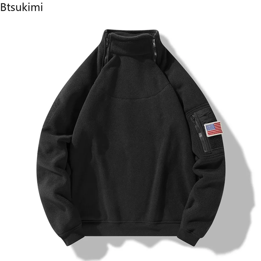 Autumn Winter Men's Polar Fleece Jackets Outdoor Casual Warm Breathable Hoodie Coats Zipper Stand Collar Sweatshirts Men Jackets - Image 4