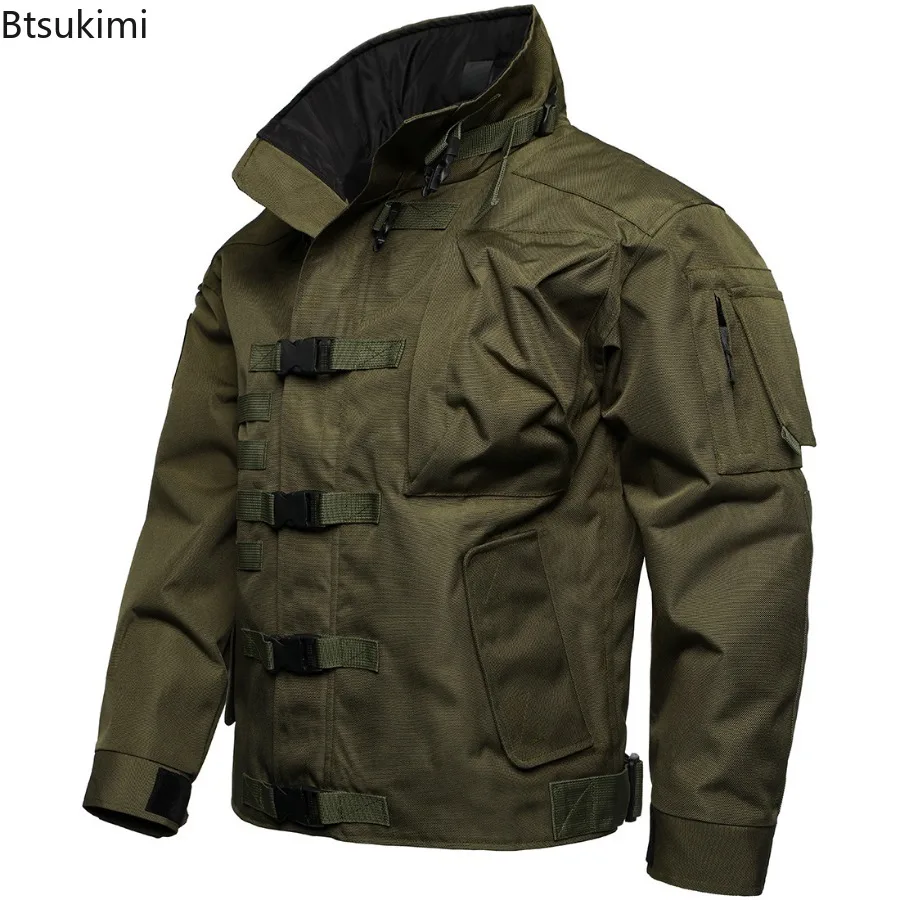 2025 Men's Tactical Cargo Jacket Casual Multi-pocket Wear-resistant Coat Outdoor Waterproof Windbreaker Man Combat Bomber Jacket - Image 4